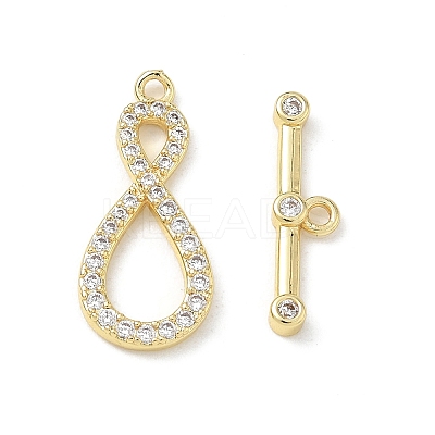 Brass Micro Pave Clear Cubic Zirconia Toggle Clasps CU-CBAC675-05G-1