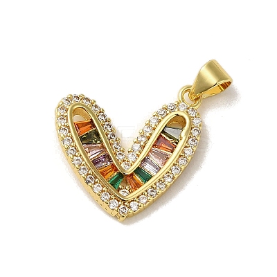 Brass Micro Pave Cubic Zirconia Pendants KK-C058-02G-02-1