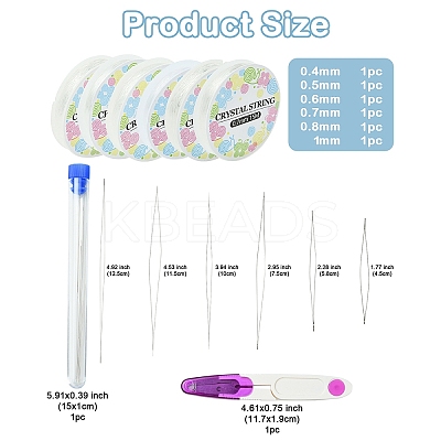 DIY Elastic Crystal Thread & Sewing Scissors & Carbon Steel Big Eye Needle Jewelry Making Findings Kits MACR-YW0010-82-1