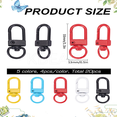 20Pcs 5 Colors Spray Painted Eco-Friendly Alloy Swivel Snap Hook Clasps FIND-LP0002-84-1