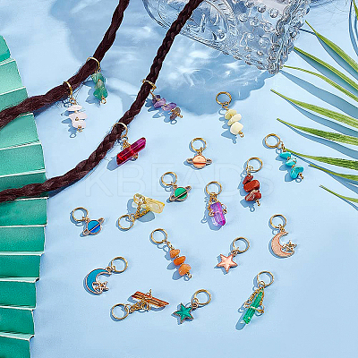 20Pcs 20 Style Natural & Synthetic Mixed Gemstone & Alloy Enamel Pendants FIND-BC0003-72-1