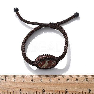 Adjustable Oval Natural Red Jasper Braided Bead Bracelets BJEW-H626-02-13-1