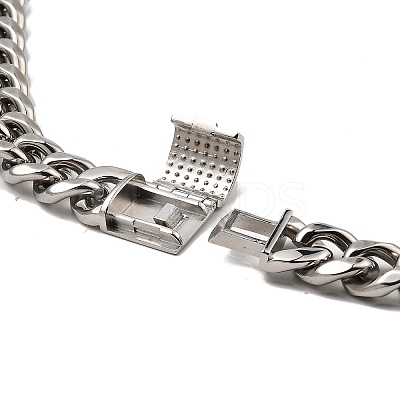 304 Stainless Steel Cuban Link Chain Necklaces NJEW-D050-01E-P-1