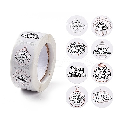 Christmas Round with Word Merry Christmas Roll Stickers LS-DIY-G061-08A-1