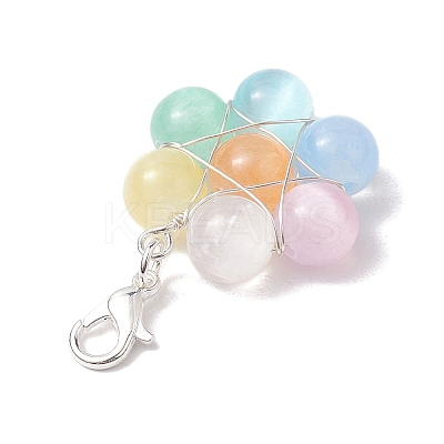 Flower Wire Wrapped Natural Selenite Beads Pendant Decoration HJEW-TA00222-1