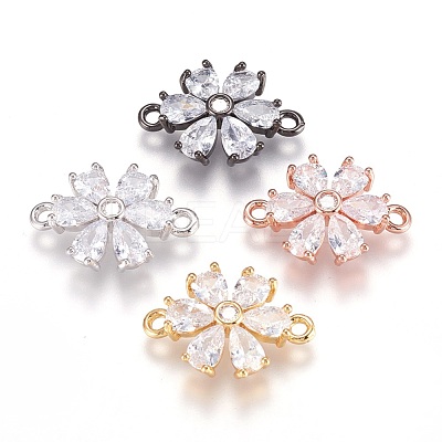 Brass Micro Pave Cubic Zirconia Links ZIRC-F087-10-RS-1