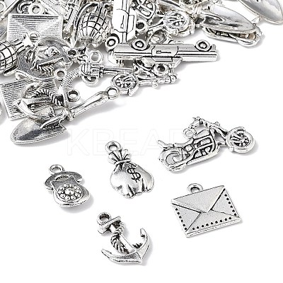 60Pcs 10 Styles Tibetan Style Alloy Pendants FIND-FP0001-22-1