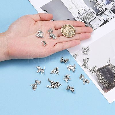 Tibetan Style Alloy Puppy Pendants TIBEP-MSMC021-17AS-1