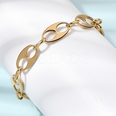 304 Stainless Steel Oval Link Chain Bracelets for Women Men BJEW-L720-03G-1