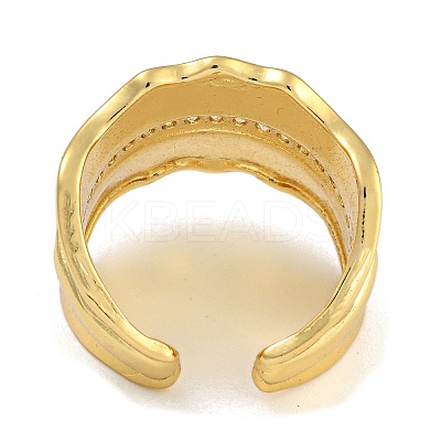 Brass Micro Pave Cubic Zirconia Cuff Rings RJEW-P127-05G-1