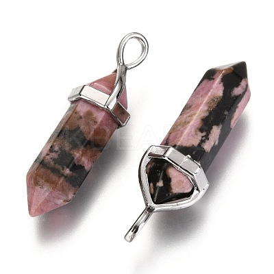 Natural Rhodonite Double Terminated Pointed Pendants X-G-F295-05D-1