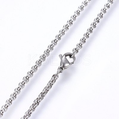 Tarnish Resistant 304 Stainless Steel Cable Chain Necklaces NJEW-P226-02P-02-1