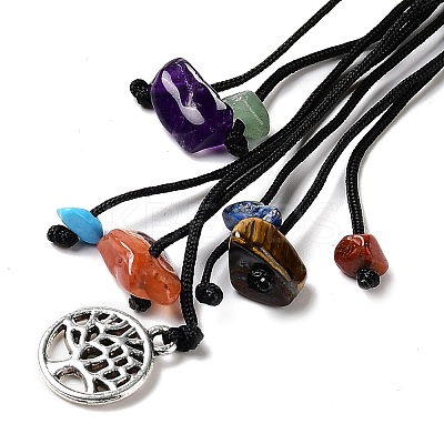12Pcs Tree of Life Braided Nylon Cord Macrame Pouch Pendant Decorations AJEW-SW00009-03-1
