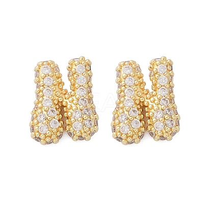 Brass Micro Pave Cubic Zirconia Stud Earrings EJEW-Z091-04G-H-1