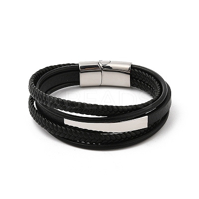 Braided Leather Cord Multi-strand Bracelets for Men BJEW-Z081-12P-1