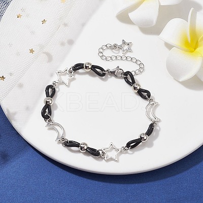 Alloy & Silicone Link Chain Bracelets BJEW-JB09984-02-1