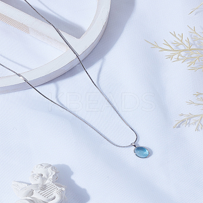 1Pc Oval Brass Pendant Necklaces for Women NJEW-LP0003-19-1