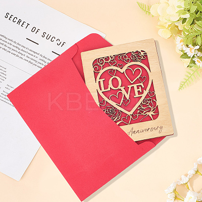 Valentine's Day Wooden Greeting Cards DIY-CP0011-91B-1