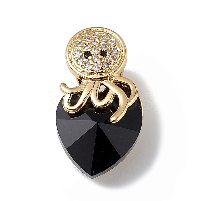 Real 18K Gold Plated Rack Plating Brass Micro Pave Cubic Zirconia Pendants KK-C015-25G-01-1