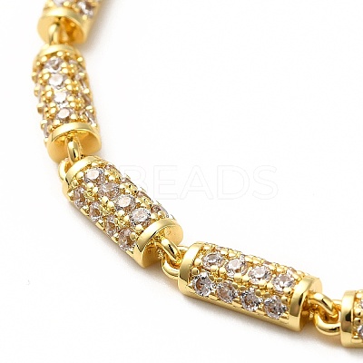 Clear Cubic Zirconia Column Link Chain Bracelet BJEW-E073-01G-1