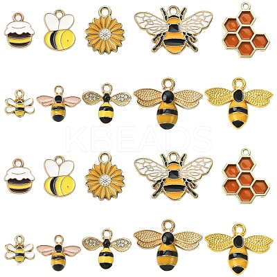 30Pcs 10 Styles Alloy Enamel Pendants ENAM-YW0005-91-1