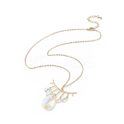 Teardrop Glass Pendant Necklace NJEW-JN04231-1