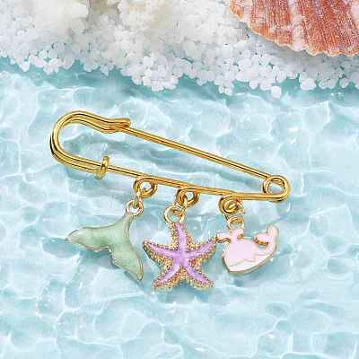 Marine Theme Pendant Alloy Enamel Brooches JEWB-BR00143-05-1