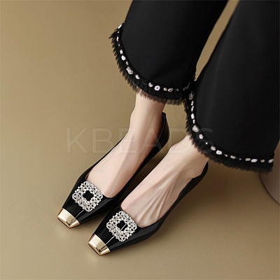 4Pcs 2 Styles Square/Rectangle Alloy Rhinestone Detachable Shoe Buckle Clips AJEW-WR0002-31P-1