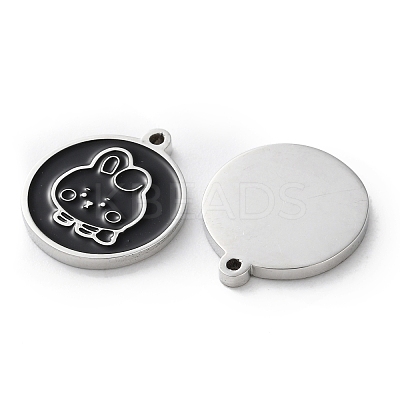 304 Stainless Steel Black Enamel Charms STAS-M102-17P-03-1