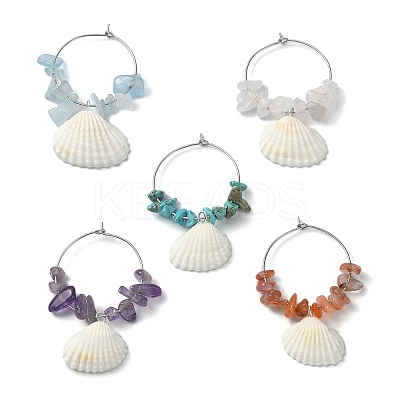 Natural Shell Wine Glass Charms AJEW-TA00019-1