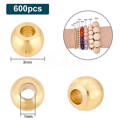 600Pcs Rack Plating Brass Round Spacer Beads KK-PH0005-84-1