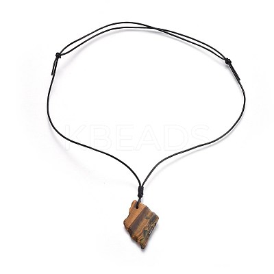 Natural Tiger Eyes Pendant Necklaces NJEW-JN02308-1