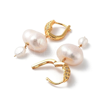 Potato Natural Pearl Hoop Earrings for Women EJEW-E303-38G-1