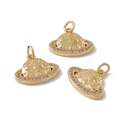 Brass Micro Pave Clear Cubic Zirconia Charms KK-G439-30G-1