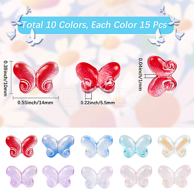 150Pcs 10 Colors Transparent Baking Paint Glass Beads GLAA-LT0001-03-1