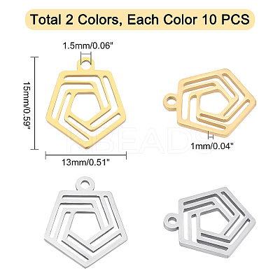 20Pcs 2 Colors 201 Stainless Steel Charms STAS-UN0031-02-1