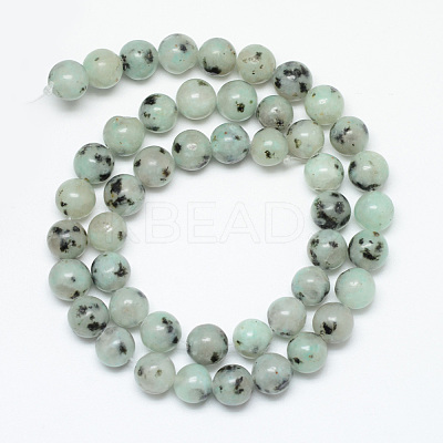 Natural Sesame Jasper/Kiwi Jasper Bead Strands X-G-R345-8mm-28-1