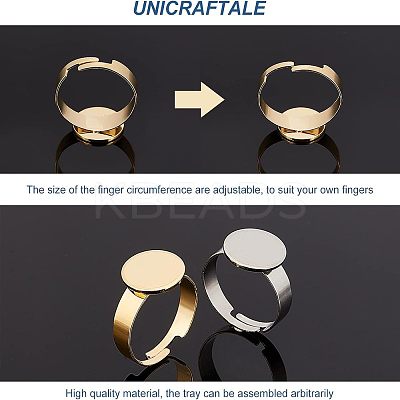 20Pcs 2 Colors Adjustable 304 Stainless Steel Finger Rings Components STAS-UN0031-51-1