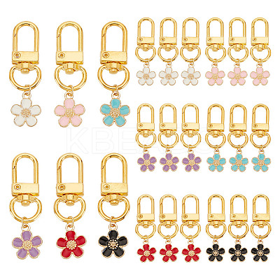 24Pcs 6 Colors Alloy Enamel Pendant Decorations HJEW-GO00007-1