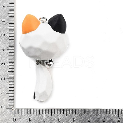 Opaque Resin Kitten Bell Big Pendants RESI-A032-01P-03-1