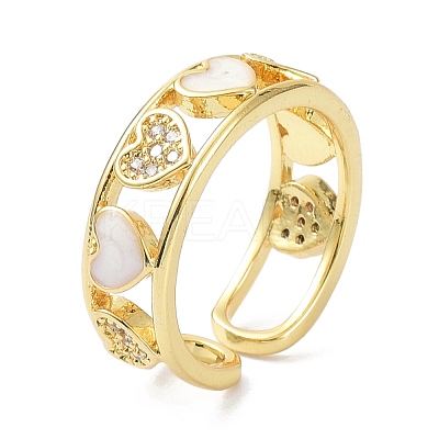 Heart Real 18K Gold Plated Cuff Rings for Girl Women Gift X-ZIRC-C021-11G-1