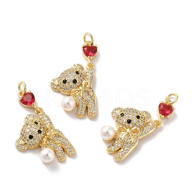 Rack Plating Brass Micro Pave Cubic Zirconia Pendants KK-A160-14G-1