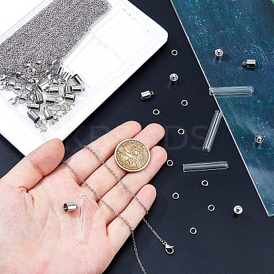 DIY 304 Stainless Steel & Glass Bottle Pendant Necklace Making Kits DIY-HS0001-51P-1
