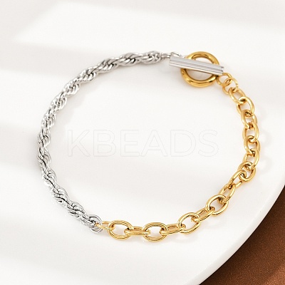 304 Stainless Steel Cable & Rope Chain Bracelets for Women BJEW-K279-03GP-1