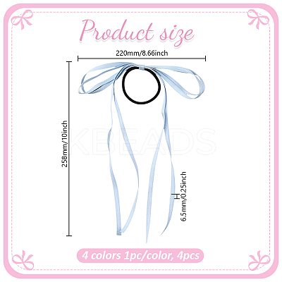 4Pcs 4 Colors Satin Hair Ties OHAR-GO0001-15-1