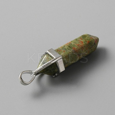 Natural Unakite Double Terminal Pointed Pendants G-TAC0001-07B-1