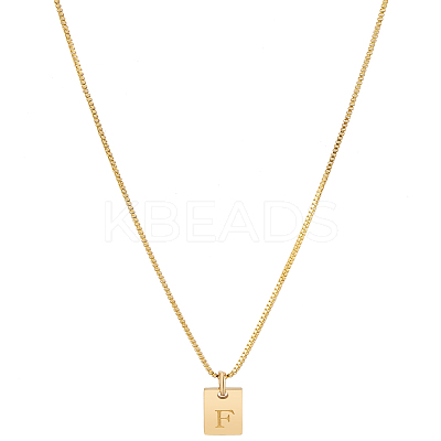 1Pc Stainless Steel Letter Rectangle Pendant Necklaces NJEW-LP0001-34F-G-1