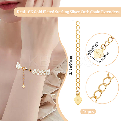 10Pcs 925 Sterling Silver Extender Chains STER-BBC0007-94B-1