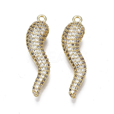 Brass Micro Pave Clear Cubic Zirconia Pendants ZIRC-S068-054-NF-1