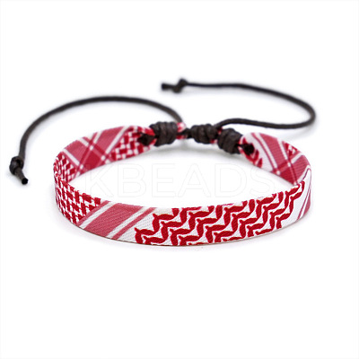 Arab Scarf Style Cloth with Wax Cord Braided Bracelets FS-WG12D4A-01-1